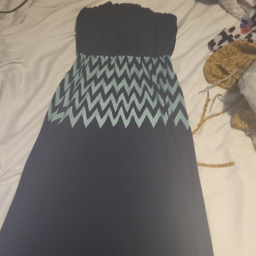 Forever 21 Strapless Black and Teal Dress